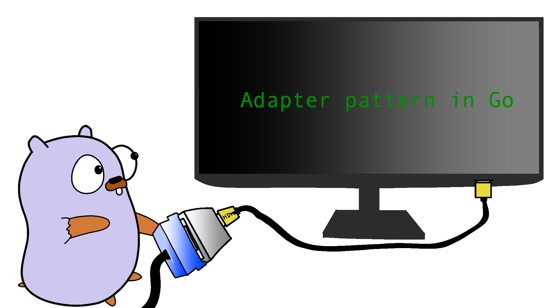 Gopher using adapters to connect data to monitor